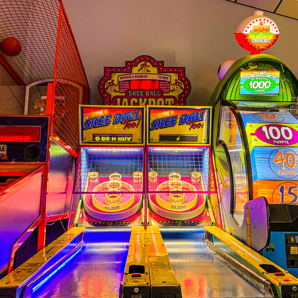Arcade game skeeball, fun for father's day