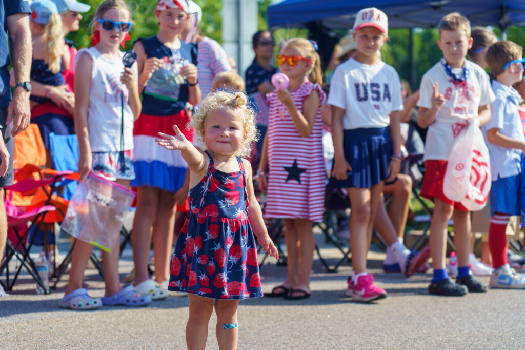 4th of July, girl waving