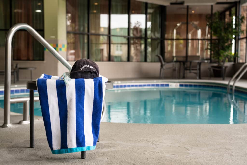 Indoor pool and towel at Holiday Inn Express & Suites Knoxville-Farragut