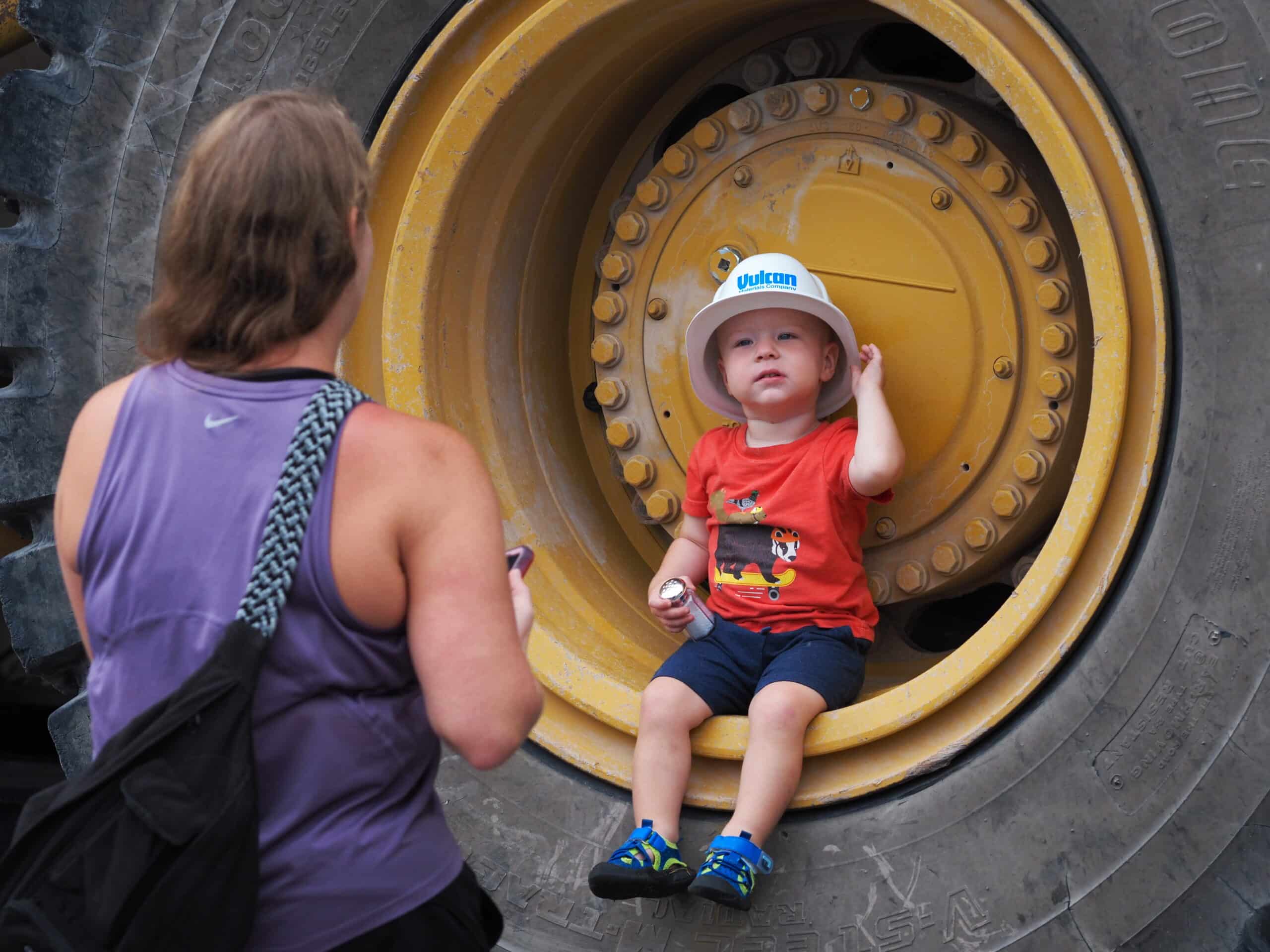 Kid in tractor tire for Fun with Farragut's Fleet