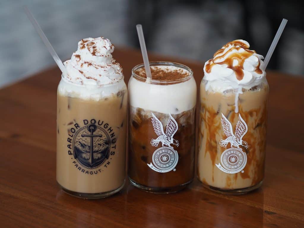 Parlor Doughnuts Coffee three iced coffees