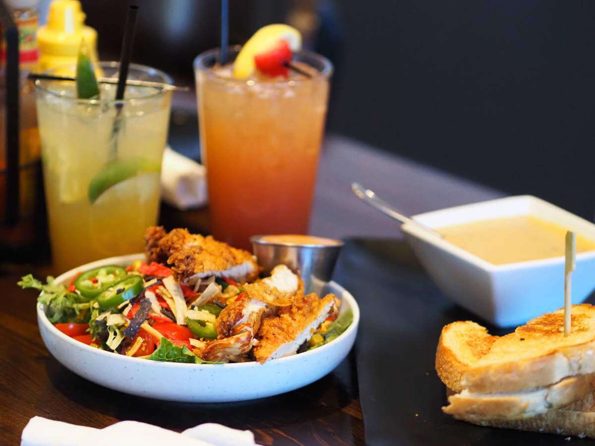 A crispy chicken salad and sandwich from 35 North Bar and Grille.