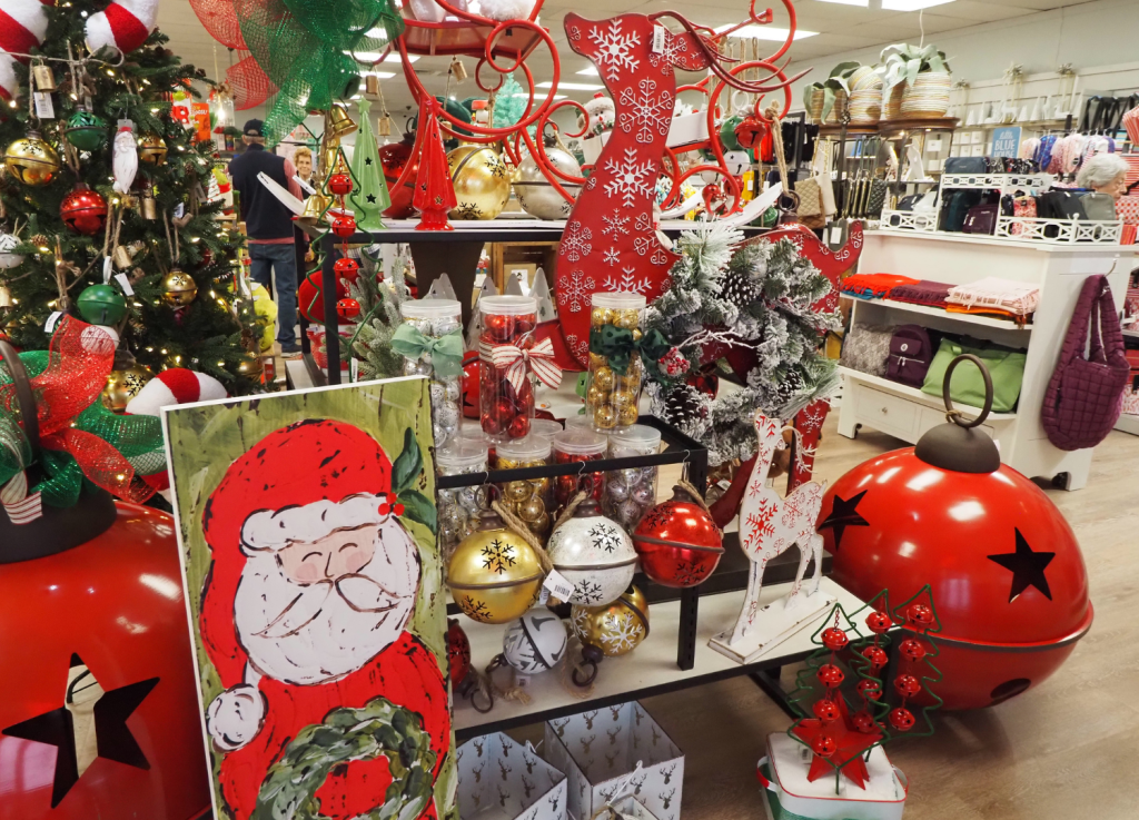 holiday decor display at katy's hallmark