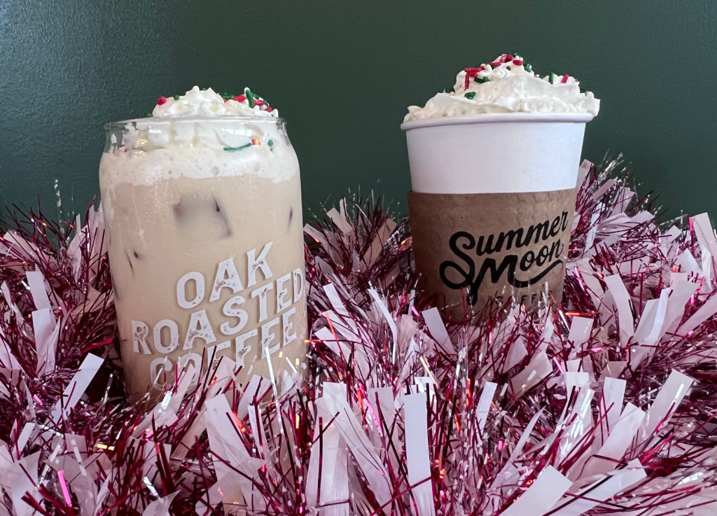 two festive coffees at Summer Moon coffee